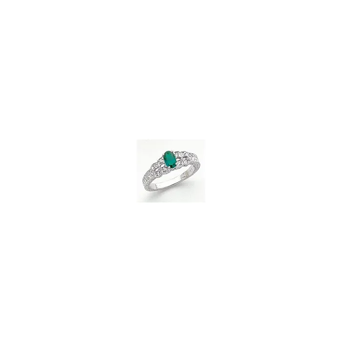 14k White Gold 6x4mm Oval Mount St Helens AAA Diamond ring Goldia Rings