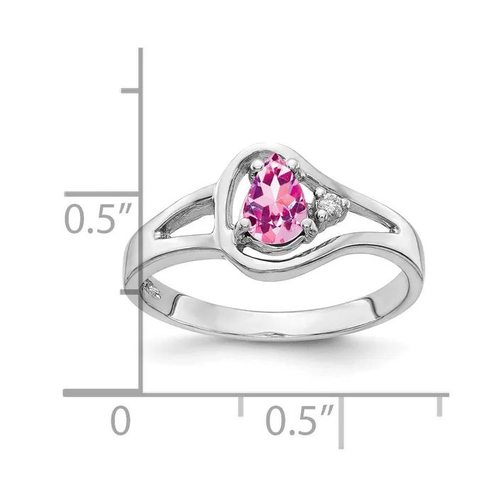 14k White Gold 6x4mm Pear Pink Sapphire AA Real Diamond ring Goldiacom Rings