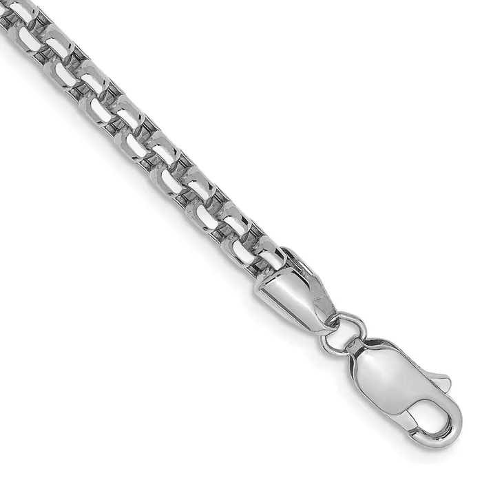 14K White Gold 7 inch 36mm SemiSolid Round Box with Lobster Clasp Bracelet MDS Bracelets 14K White Gold 7 inch 36mm SemiSolid Round Box with Lobster Clasp Bracelet MDS Bracelets