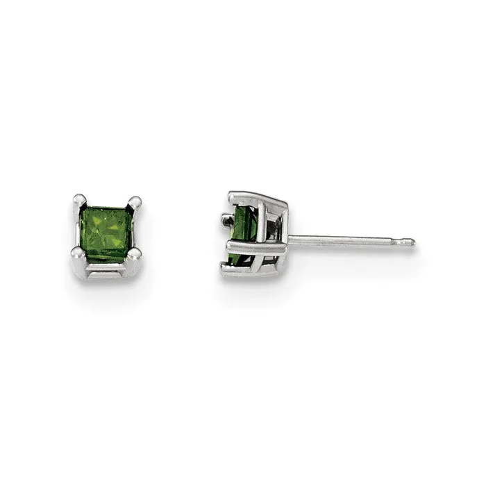 14K White Gold 75ct Green Real Diamond Stud Earrings Goldia Earrings