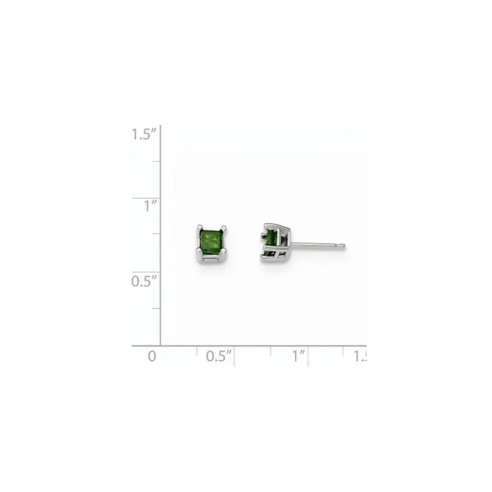 14K White Gold 75ct Green Real Diamond Stud Earrings Goldia Earrings