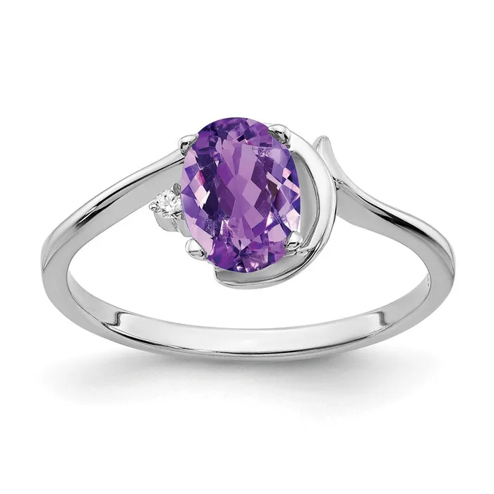 14k White Gold 7x5mm Oval Amethyst Checker A Real Diamond ring goldiaca Rings 14k White Gold 7x5mm Oval Amethyst Checker A Real Diamond ring goldiaca Rings