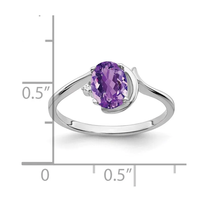 14k White Gold 7x5mm Oval Amethyst Checker A Real Diamond ring goldiaca Rings 14k White Gold 7x5mm Oval Amethyst Checker A Real Diamond ring goldiaca Rings