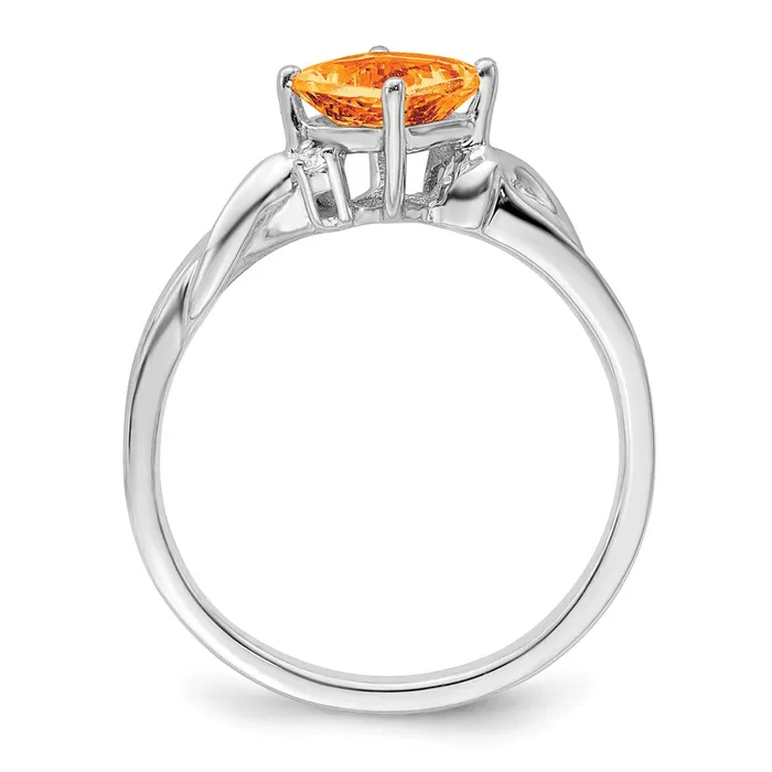 14k White Gold Cushion Citrine and Real Diamond Ring Goldia Rings