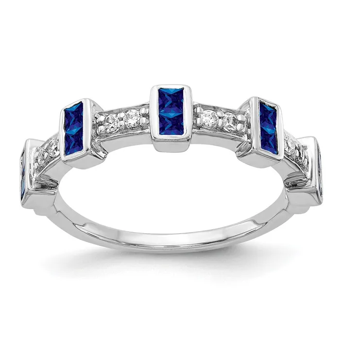 14k White Gold Fancy Real Diamond and Sapphire Ring Goldiacom Rings