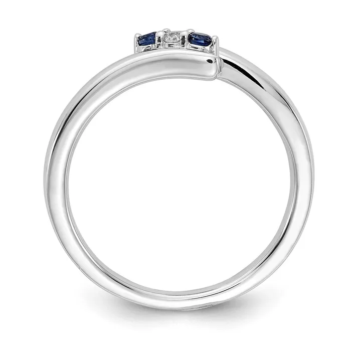 14k White Gold Real Diamond and Sapphire 3stone Ring Goldiacom Rings