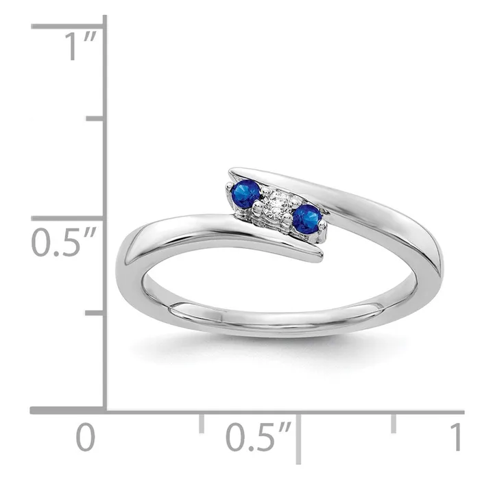 14k White Gold Real Diamond and Sapphire 3stone Ring Goldiacom Rings