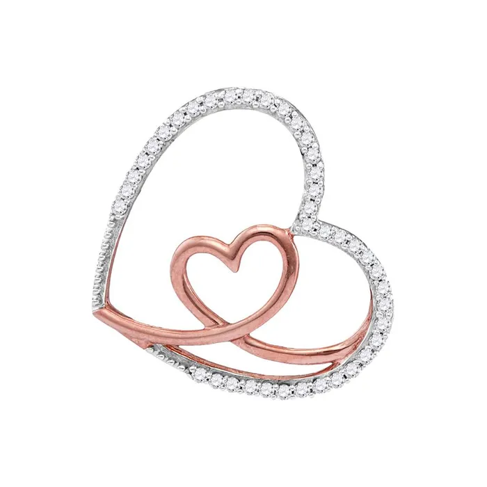 14k White Gold Round Diamond Rose Nested Heart Pendant 18 Cttw gndatlanta Necklaces 14k White Gold Round Diamond Rose Nested Heart Pendant 18 Cttw gndatlanta Necklaces