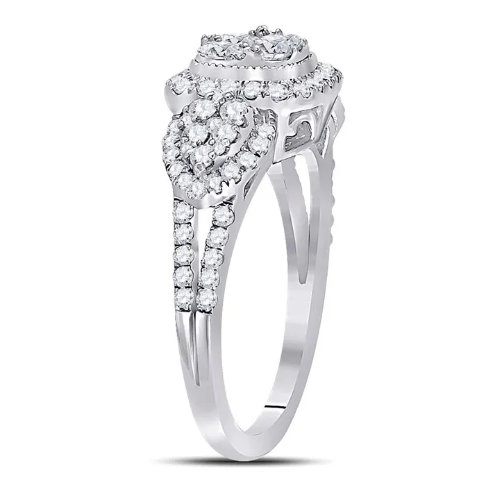 14k White Gold Round Diamond Square Halo Cluster Ring 114 Cttw gndatlanta Rings