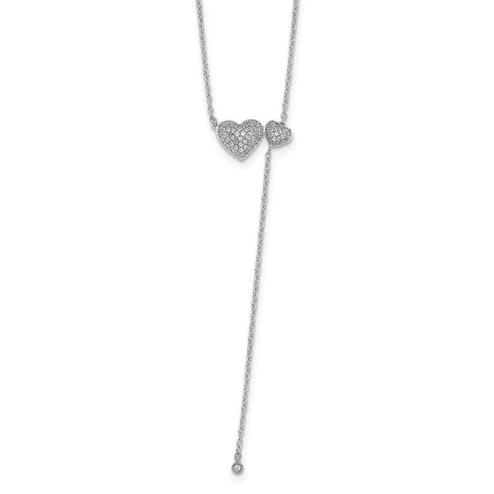 14k White Gold Two Hearts 18in Necklace Goldia Necklaces