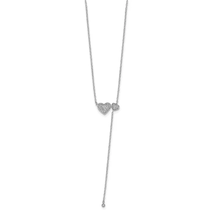 14k White Gold Two Hearts 18in Necklace Goldia Necklaces