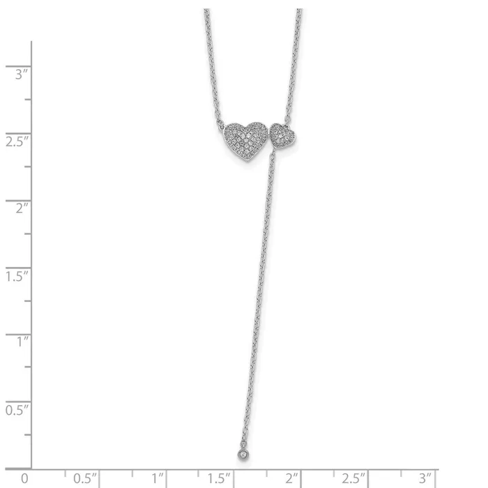 14k White Gold Two Hearts 18in Necklace Goldia Necklaces