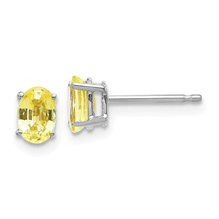 14k White Gold Yellow Sapphire Earrings Goldia Earrings