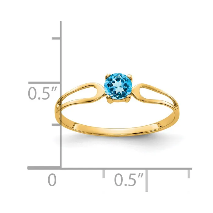 14K Yellow Gold 4mm Blue Topaz ring Goldia Rings