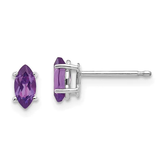 14k Yellow Gold 6x3mm Amethyst Marquise Stud Earring Goldia Earrings