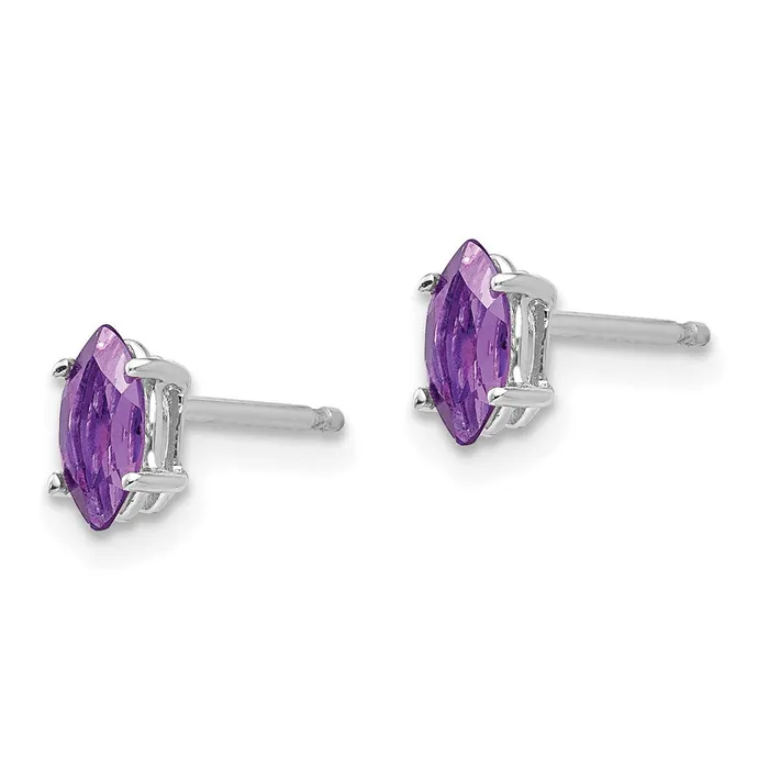 14k Yellow Gold 6x3mm Amethyst Marquise Stud Earring Goldia Earrings