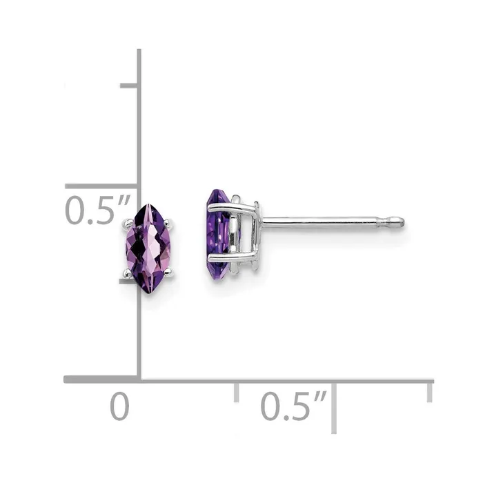 14k Yellow Gold 6x3mm Amethyst Marquise Stud Earring Goldia Earrings