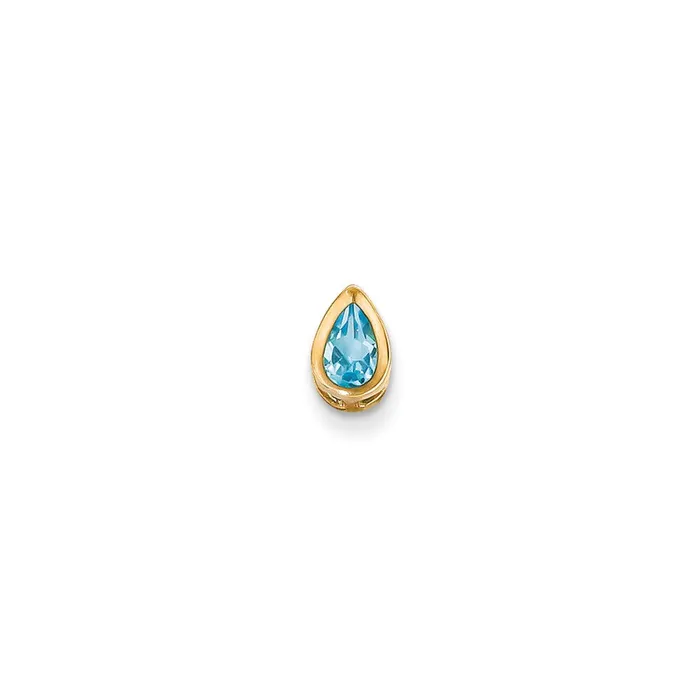 14K Yellow Gold 6x4mm Pear Blue Topaz Checker bezel pendant Goldia Necklaces 14K Yellow Gold 6x4mm Pear Blue Topaz Checker bezel pendant Goldia Necklaces