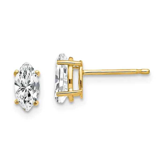 14k Yellow Gold 7x35mm Marquise Cubic Zirconia Earrings Goldia Earrings
