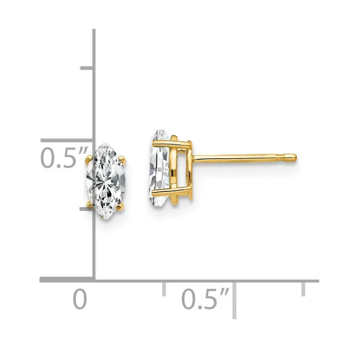 14k Yellow Gold 7x35mm Marquise Cubic Zirconia Earrings Goldia Earrings