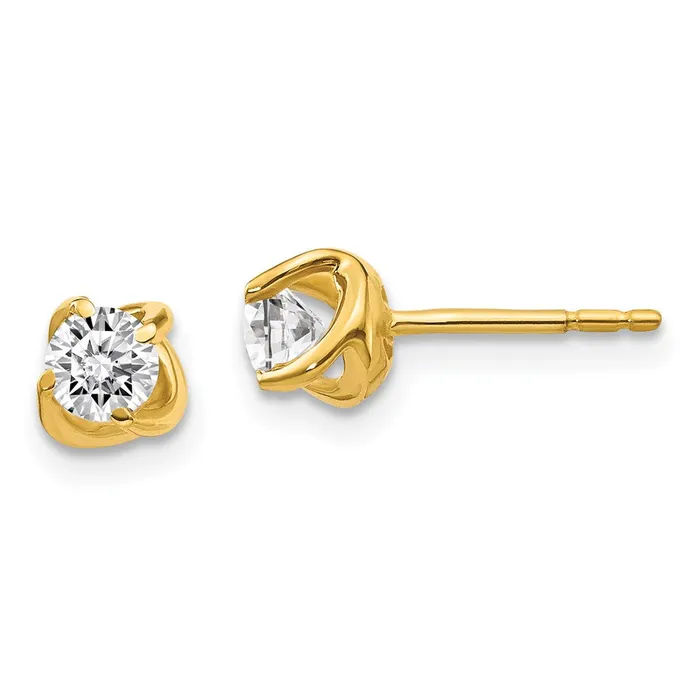 14k Yellow Gold Fancy Twist Real Diamond Earrings Goldia Earrings