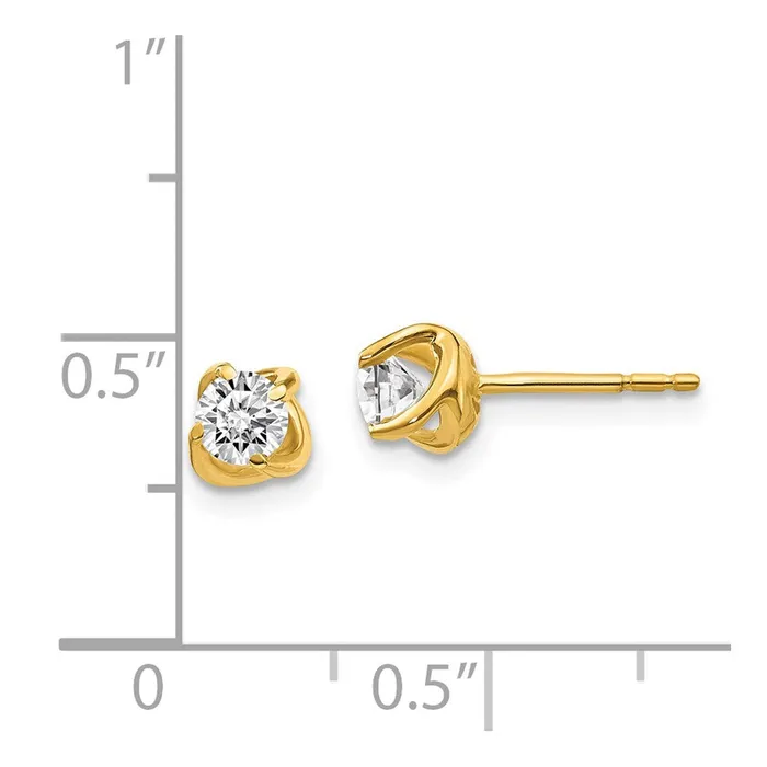 14k Yellow Gold Fancy Twist Real Diamond Earrings Goldia Earrings
