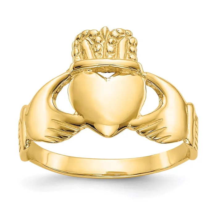 14K Yellow Gold Ladies Claddagh Ring Goldia Rings
