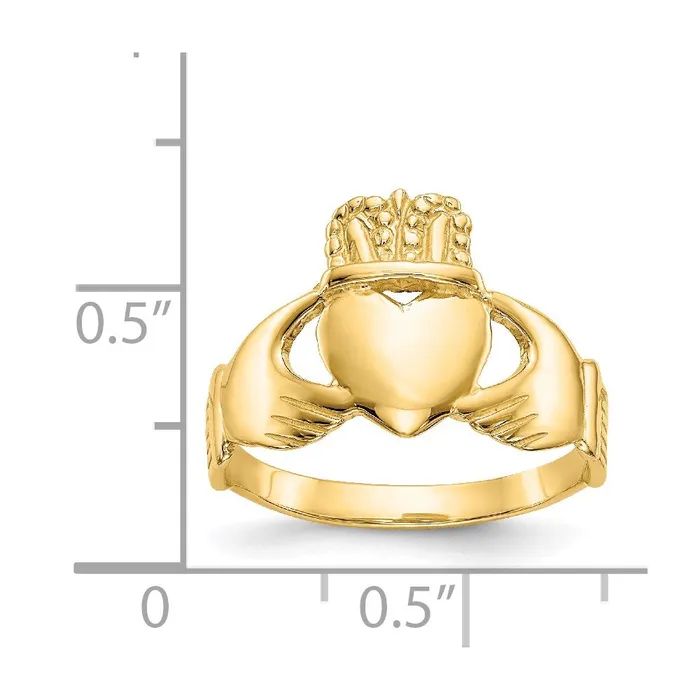 14K Yellow Gold Ladies Claddagh Ring Goldia Rings