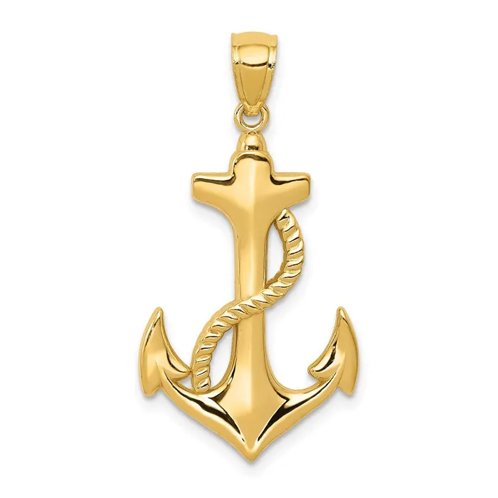14k Yellow Gold Polished Anchor wRope Pendant Goldia PreStyled Sets
