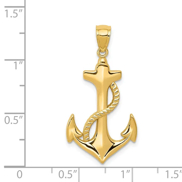 14k Yellow Gold Polished Anchor wRope Pendant Goldia PreStyled Sets