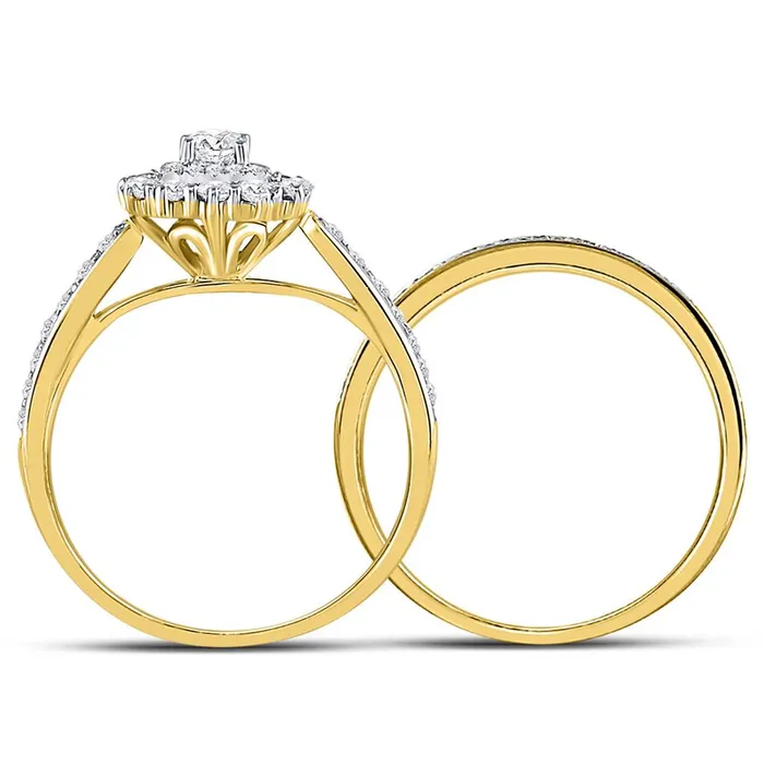14k Yellow Gold Round Diamond Bridal Wedding Ring Set 1 Cttw Certified gndatlanta Rings