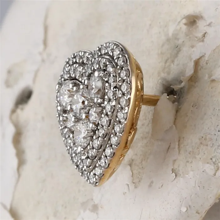14k Yellow Gold Round Diamond Heart Cluster Earrings 1 Cttw gndatlanta Earrings