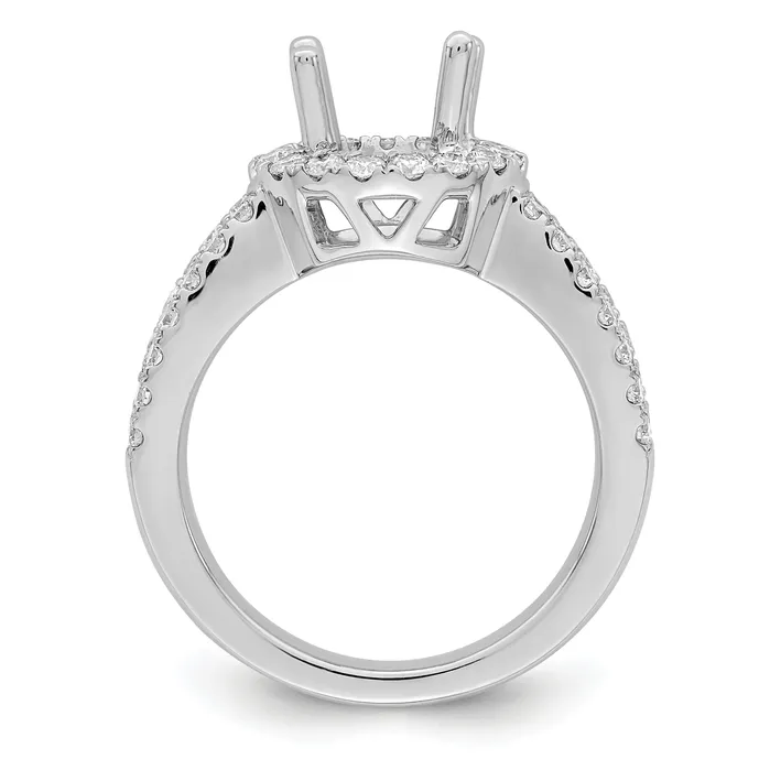 200ct CZ Solid Real 14K White Gold Round Halo Engagement Ring Goldia Rings