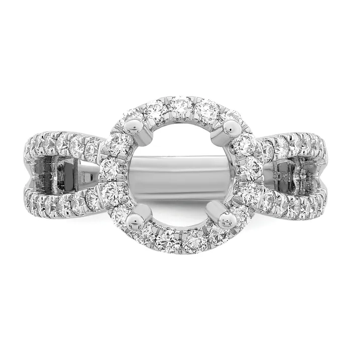 200ct CZ Solid Real 14K White Gold Round Halo Engagement Ring Goldia Rings