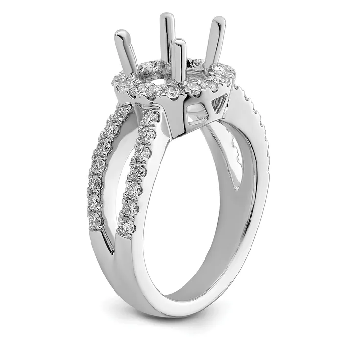 200ct CZ Solid Real 14K White Gold Round Halo Engagement Ring Goldia Rings