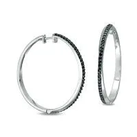 Earrings 05 CT TW Enhanced Black Diamond Crossover Hoop Earrings in Sterling Silver Goldia Earrings 05 CT TW Enhanced Black Diamond Crossover Hoop Earrings in Sterling Silver Goldia