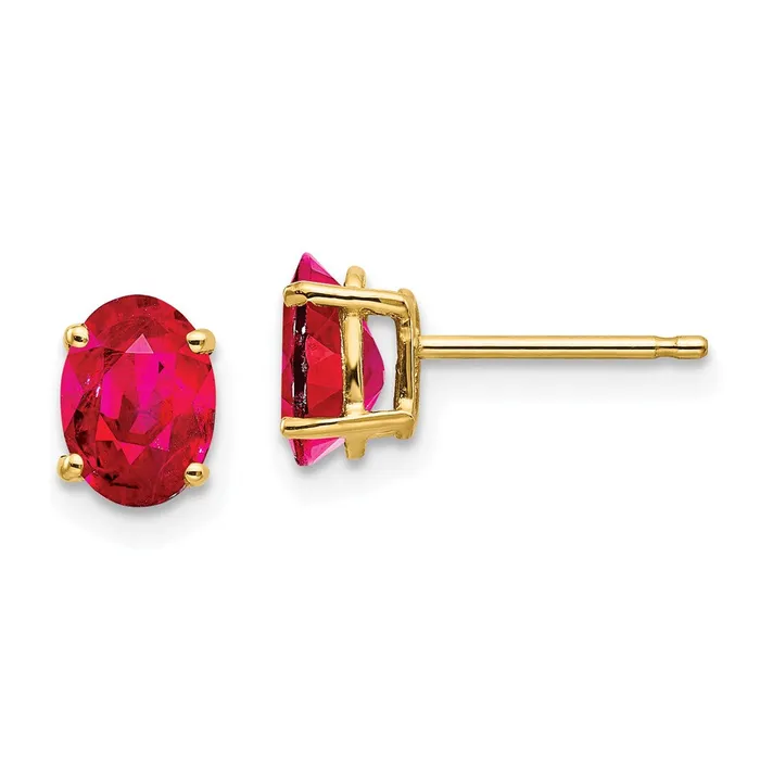 Earrings 14k Yellow Gold Ruby Post Earrings Goldia
