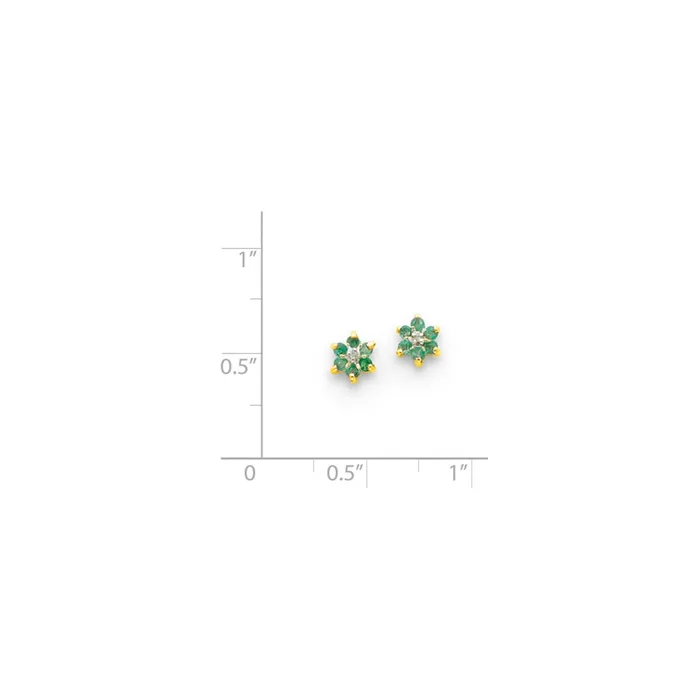 Earrings 14k Yellow Gold u0026 Rhodium Round Emerald u0026 Real Diamond Post Earrings Goldia