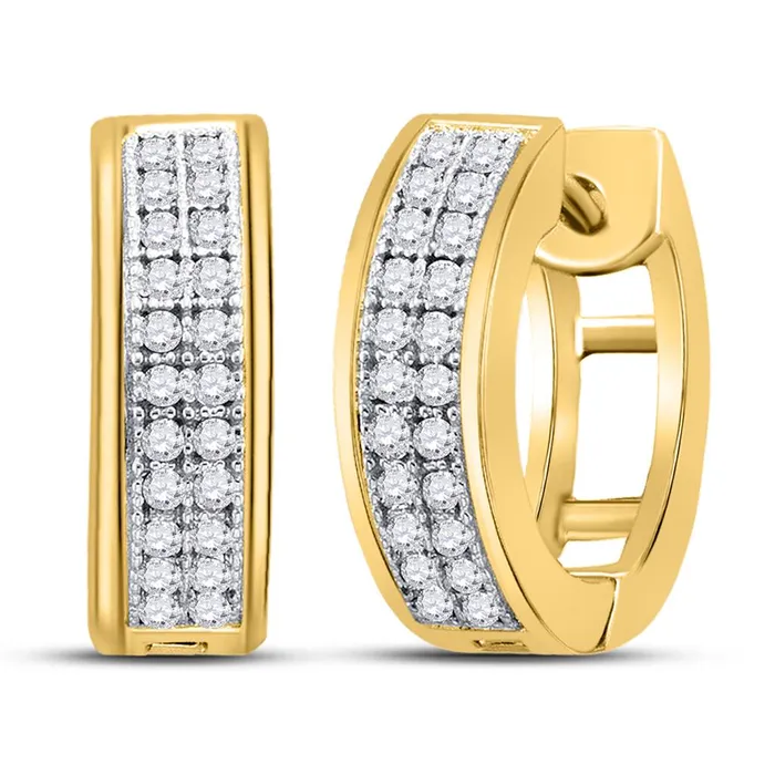 Earrings gndatlanta 10k Yellow Gold Round Diamond Huggie Earrings 16 Cttw Earrings gndatlanta 10k Yellow Gold Round Diamond Huggie Earrings 16 Cttw
