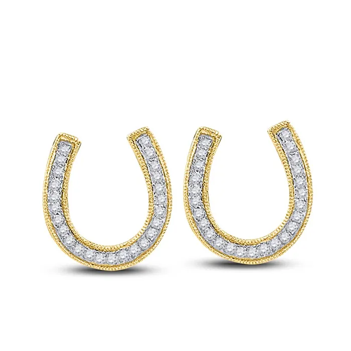 Earrings gndatlanta 14k Yellow Gold Round Diamond Horseshoe Stud Earrings 16 Cttw Earrings gndatlanta 14k Yellow Gold Round Diamond Horseshoe Stud Earrings 16 Cttw