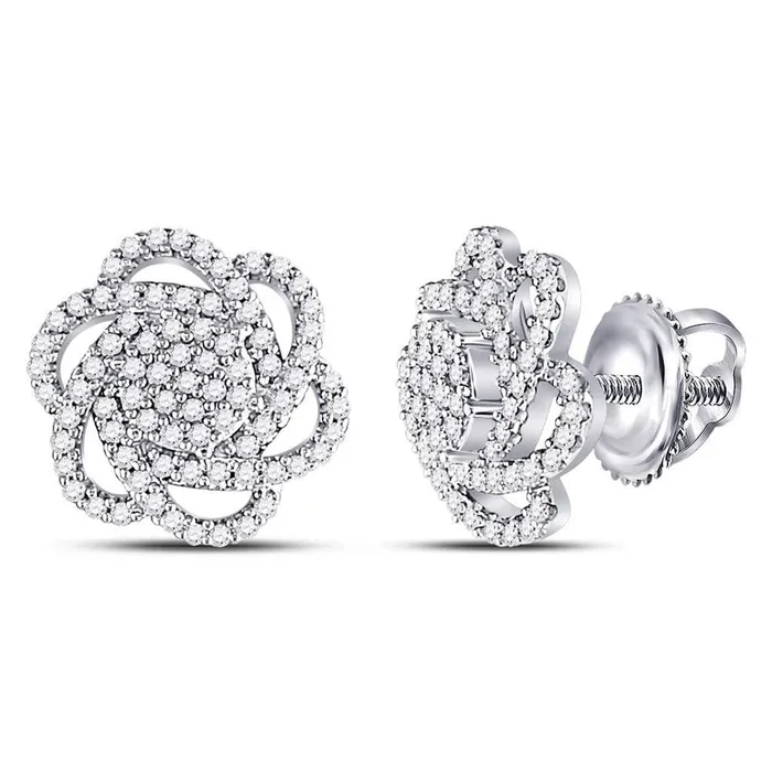 Earrings gndatlanta 14kt White Gold Round Diamond Pinwheel Cluster Earrings 38 Cttw Earrings gndatlanta 14kt White Gold Round Diamond Pinwheel Cluster Earrings 38 Cttw