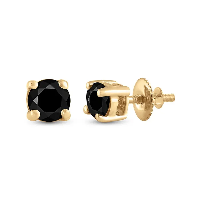 Earrings gndatlanta Yellowtone Sterling Silver Unisex Black Diamond Stud Earrings 34 Cttw Earrings gndatlanta Yellowtone Sterling Silver Unisex Black Diamond Stud Earrings 34 Cttw
