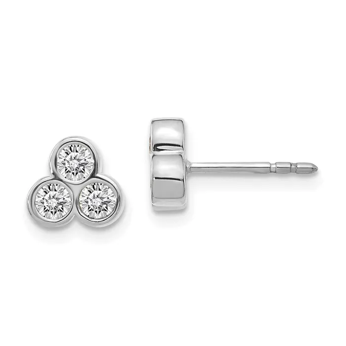 Earrings Goldia 14k White Gold 3stone Real Diamond Earrings