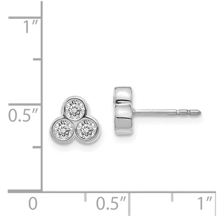 Earrings Goldia 14k White Gold 3stone Real Diamond Earrings