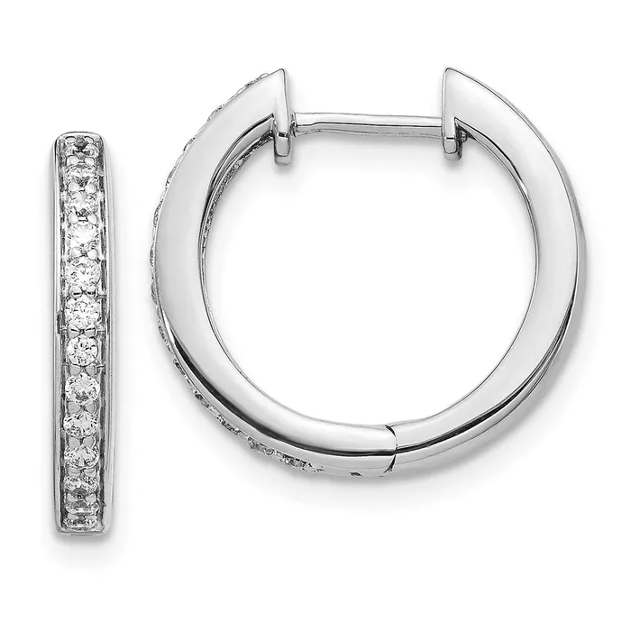 Earrings Goldia 14k White Gold Real Diamond Complete Hinged Hoop Earrings Earrings Goldia 14k White Gold Real Diamond Complete Hinged Hoop Earrings