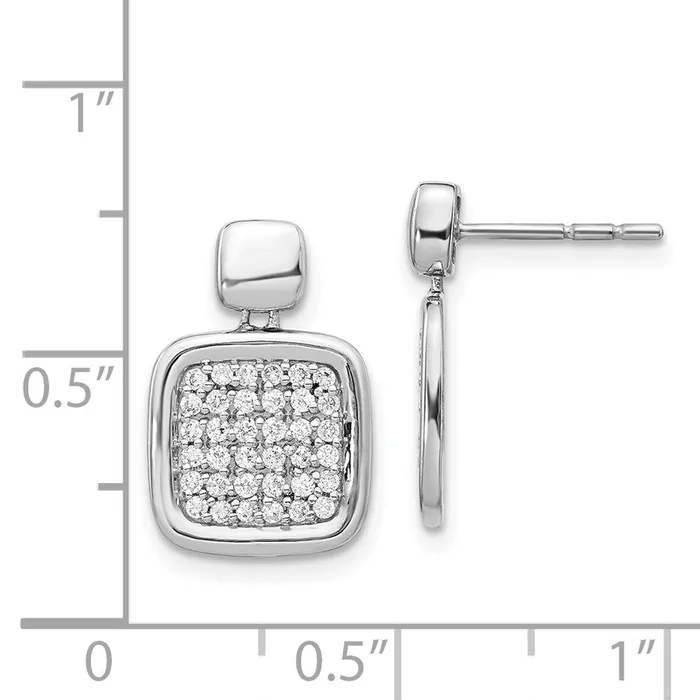 Earrings Goldia 14k White Gold Real Diamond Fancy Square Post Earrings