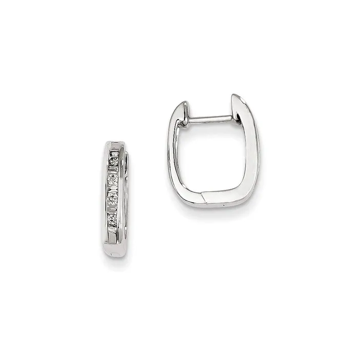 Earrings Goldia 14k White Gold Real Diamond Square Hoop Earrings