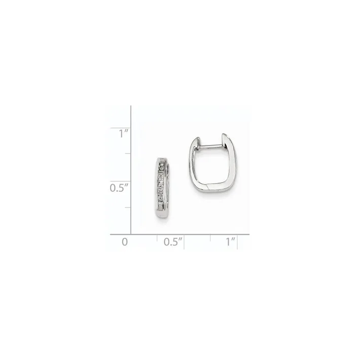 Earrings Goldia 14k White Gold Real Diamond Square Hoop Earrings