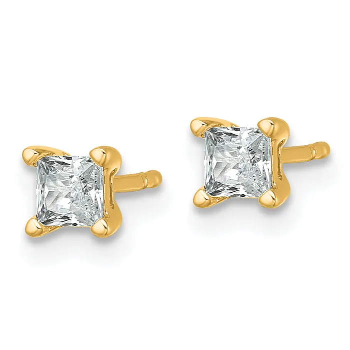 Earrings Goldia 14k Yellow Gold 12 ctw Lab Grown Diamond VSSI G Princess 4 Prong Heavy Wt Stud Earrings