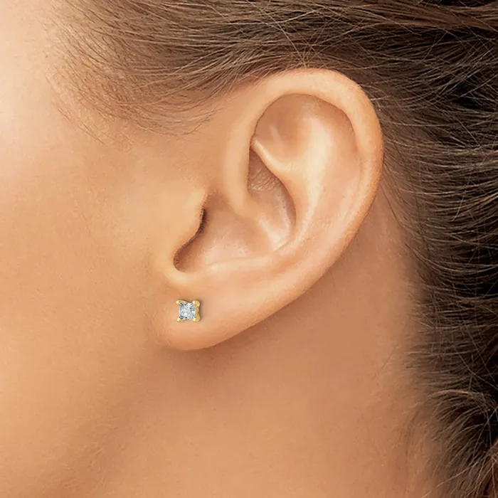 Earrings Goldia 14k Yellow Gold 12 ctw Lab Grown Diamond VSSI G Princess 4 Prong Heavy Wt Stud Earrings
